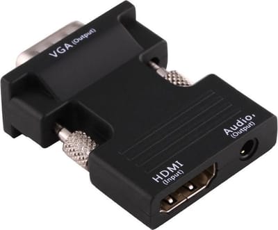 Ulanax - HDMI Female (input) naar VGA Male (output) Converter met audio-uitgangsadapter voor projector, monitor, tv-sets (zwart)