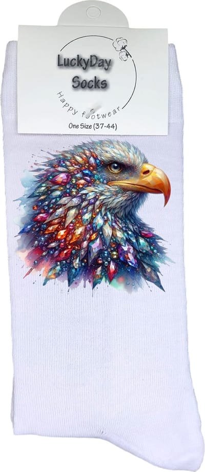 Adelaar - Verjaardag cadeau - Grappige sokken - Print sokken - Leuke sokken voor heren en dames - Moederdag - Vaderdag - Cadeau voor hem en haar - Kerstcadeau - Vrolijke sokken - Valentijns cadeau - Bling - Socks waar je Happy van wordt - Maat 37-44