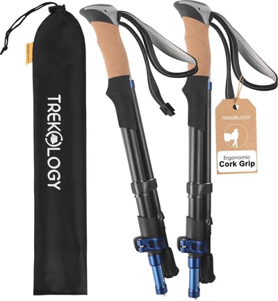 Opvouwbare Wandelstok met Kurkhandvat - Lichtgewicht Hiking Stick voor Trail, Camping & Trekking