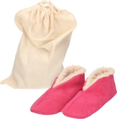 Roze Spaanse kinder sloffen/pantoffels van echt leer/suede maat 23 met handige opbergzak - Voor kinderen