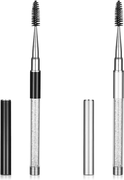 Wenkbrauwborstels - Make-up tools - Dagelijkse make-up - Met beschermkap - 2 stuks - Zwart en wit