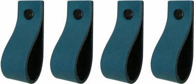 Handles and more - 4x Leren handgrepen - lusjes - Petrol - XS (12,6cm) - incl. 3 kleuren schroefjes (handgreepjes - leren greepjes - leren lusjes)