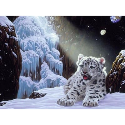 Peinture diamant 5D tigre, motifs de points de croix, strass, broderie diamant 20X30CM gray