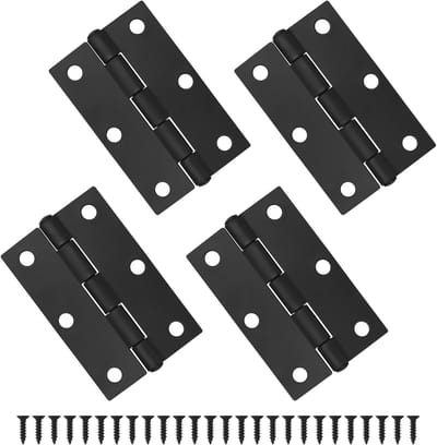 4 Stuks 75mm (3 Inch) Kastdeur Scharnieren met 24 Zwarte Schroeven - Interne Deurscharnieren voor Houten Meubels, Duurzaam en Betrouwbaar