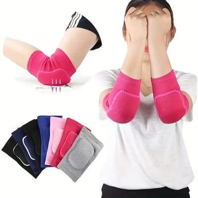 2 stuks/1 paar unisex elastische elleboogbeschermers, sport- en fitnesselleboogsteun, dikke spons elleboogbeschermer voor tennis, basketbal, voetbal, volleybal, volwassenenmaat
