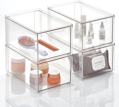 Cosmetica Opbergbox - Make-up Organizer - Badkamer Opbergen - Set van Vier - 20x15x30cm - Transparant