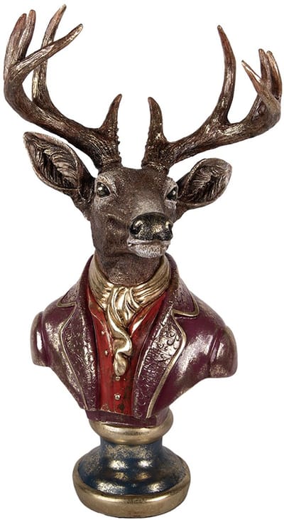 Clayre & Eef Decoratie Beeld Hert 30x22x57 cm Bruin Kunststof
