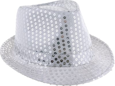 Funny Fashion Trilby hoedje - zilver - glitter - pailletten - polyester - heren/dames - Carnaval - glitterhoed