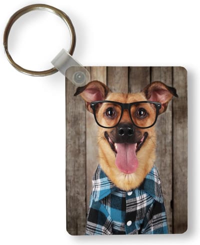 Sleutelhanger - Hond - Bril - Blouse - Hipster - Uitdeelcadeautjes - Plastic