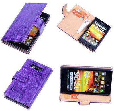 Bestcases Vintage Lila Book Cover LG Optimus L7 P700