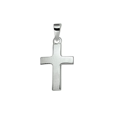 Hanger Kruis Poli/Mat Zilver Wit