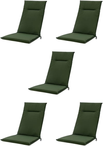 Madison - Tuinkussens - Hoge Rug - 5 st - Eco Olive Green - 123x50cm - Groen - Met lint