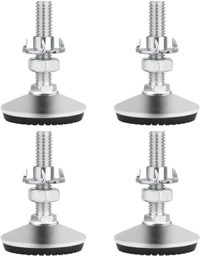 Verstelbare meubelpootjes van roestvrij staal met rubberen antislipbasis en T-moer - 4 stuks, M10 x 50 mm, ideaal voor stabiliteit en hoogteaanpassing