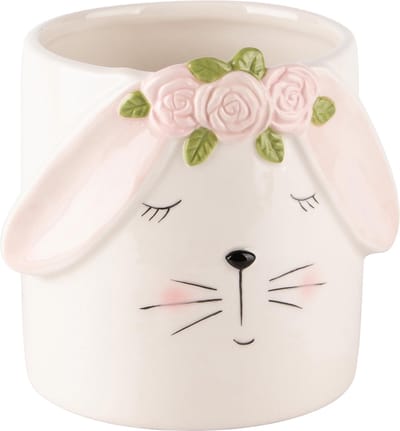 Dekoratief | Bloempot m/bunny, wit/lila, keramiek, 13x11x13cm | A240366