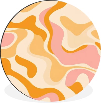 WallCircle - Wandcirkel - Muurcirkel - Abstract - Golvend - Oranje - Aluminium - Dibond - 30x30 cm - Binnen en Buiten