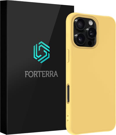 Hoesje Geschikt voor Apple iPhone 16 Pro - Sterk & Shockproof - Siliconen Case - Hoes Cover - Geel