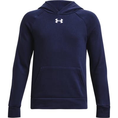 Under Armour UA Rival Fleece Hoodie-BLU Jongens Sporttrui - Midnight Navy - Wit