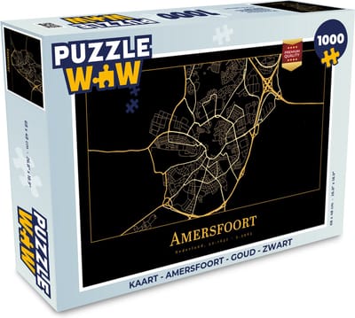 Puzzel Kaart - Amersfoort - Goud - Zwart - Legpuzzel - Puzzel 1000 stukjes volwassenen