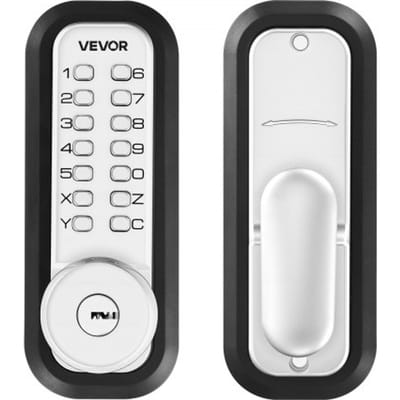 VEVOR Mechanisch Codeslot met Enkelzijdig Toetsenbord (4- tot 7-Cijferige Code), Sleutelloos Deurslot met Sleutels & Knop & Automatische Vergrendeling, voor Voordeuren en Garages, Zilver