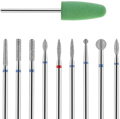 SPHProducts - Nagelfrees - Nagelboor set - Professionele keramiek - Zilver - Opzetstukken - Voor manicure - 10 stuks