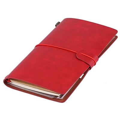 Dailygoods- Reisnotitieboek gepersonaliseerd - PU Leer - Navulbaar Notitieblok - 72 Vellen - Retro Stijl - 20,8 x 12,8 cm - Notitieboek