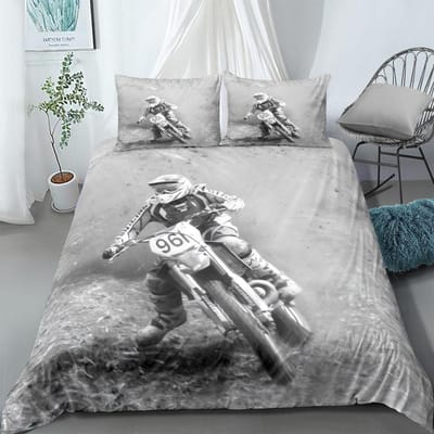 Motorrijder Dekbedovertrek Set VK Eenpersoons Tweepersoons Queen US Twin Full King Size Beddengoed Set 210x210cm
