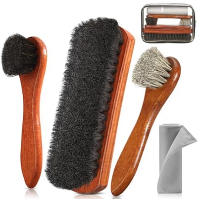 Premium Paardenhaar Schoenborstel Set voor Leer - Schoenreinigings- en Poetskit