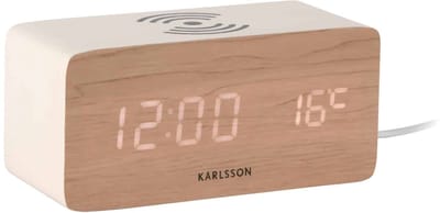 Karlsson Wekker Block - Wit - 7.4x15x7.1cm - Modern - Wekker voor slaapkamer - Wekkers