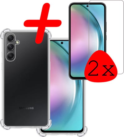 Hoesje Met Screenprotector - 2 Stuks - Geschikt voor Samsung Galaxy A54 - Sterk & Shockproof - Siliconen Case - Back Cover - Telefoon Hoes - Shock Proof - Transparant
