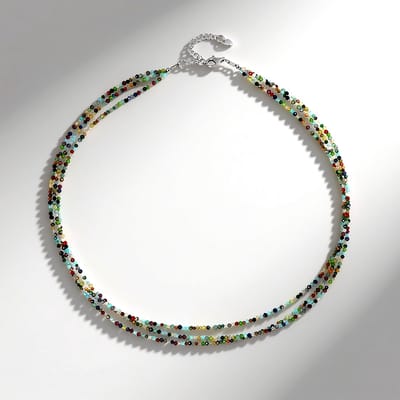 Cavill - 925 Sterling Zilver Halsketting - 4.6 Ct Russische Diopsied met Amazoniet & Malachiet - Kleurrijk & Elegant Verstelbaar Sieraad