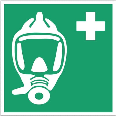 Zuurstofmasker bord – E029 | gecoat dibond materiaal | 10 x 10 cm