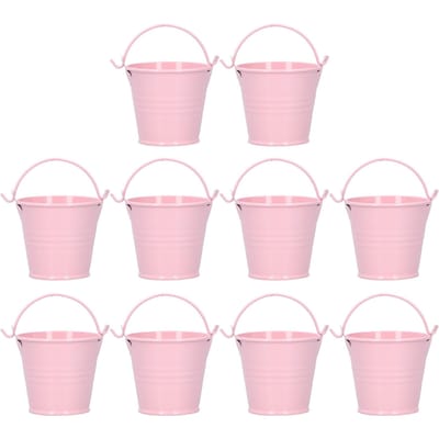 10 STKS Bloempot Mini Succulent Plantenpot Kleine Metalen Emmer voor Binnen Buiten DecorRoze 4x5.5x6cm roze