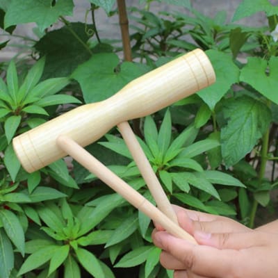 Houten Dubbele Geluidscilinder - Muziekcilinder Kinderen - Muziekles Leren - Uitstekende Geluidskwaliteit - 20 cm - Houtkleur