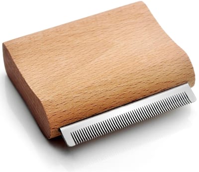 Trywise Kattenborstel en Hondenborstel - Kleine Vachtborstel met Houten Handgreep - Voor Losse Haren en Klitten - Maat S - 7,5 x 6,9 x 2,2 cm