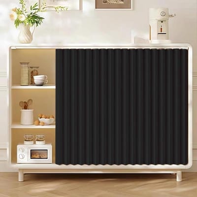 Keukenplank stofgordijn - Opvouwbaar gordijn kast - Kasten afdekken - Linnenlook stof - B 120 cm x h 50 cm