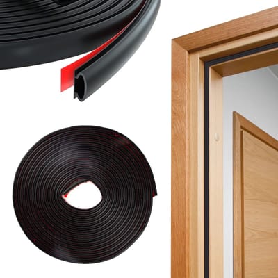 Zwarte Zelfklevende Deurrubber Seal van 10mm x 6mm voor Isolatie, Waterdichte en Geluidsdichte Oplossing, Anti-botsing Strip voor Deuren en Ramen