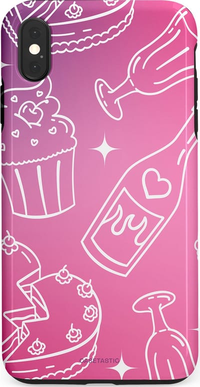 Casetastic Hoesje Geschikt voor Apple iPhone Xs Max - Stijlvolle Beschermende Duo-layer Case - Roze Gebakfeest