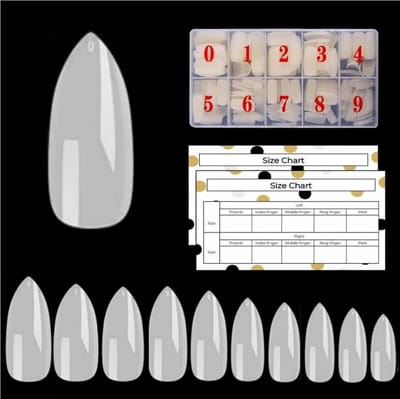 Goodbitz® - Nageltips - Almond - 500 stuks - Nailtips - Nepnagels - Kunstnagels - Plaknagels - Nageltips naturel - Nagel tips naturel - Full cover Nailtips - Full cover nageltips - Nageltips 500 stuks - Nagel tips acryl - Nagel tips