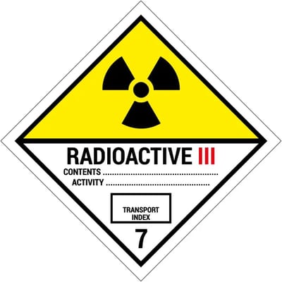 ADR klasse 7.3 radioactieve stoffen bord | gecoat dibond materiaal | 10 x 10 cm