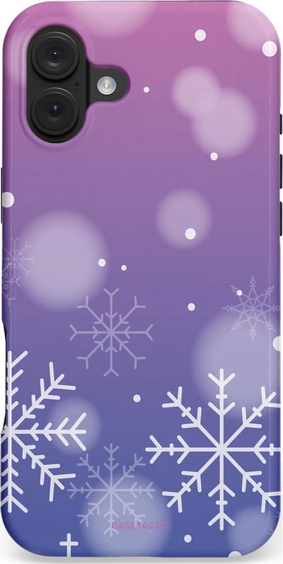 Casetastic hoesje geschikt voor Apple iPhone 16 Plus - MagSafe - Dubbellaagse bescherming - Winter Sneeuw Paarse Roze Gloed - Fashion Case - Lavendel