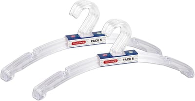 Plasticforte Kledinghangers - 10x - transparant - kunststof - 42 x 18 cm - kledingkast opruimen - vaste haak