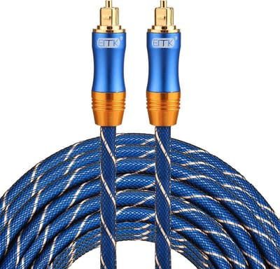 By Qubix - ETK Digital Toslink Optical kabel 15 meter - audio male to male - Optische kabel BLUE series - Blauw audiokabel soundbar