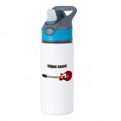 Hacebo® - rode elektrische gitaar met eigen naam waterfles met rietje blauw - Gitaar - muziek liefhebbers - gitaristen - gitaar liefhebbers - verjaardag - cadeau - kado - water fles - 650ML