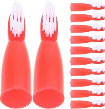 Veiligheid Tandenborstels - Mini Mondverzorging - Veilige Reiniging - Vingertop Ontwerp - 100 Stuks - Rood