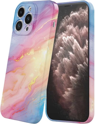 Smartphonica Telefoonhoesje Geschikt voor iPhone 11 Pro Max met Regenboog Glitter Marmer Opdruk - Flexibel Softcase TPU - Backcover Case Rainbow Sparkling Marble Design geschikt voor iPhone 11 Pro Max