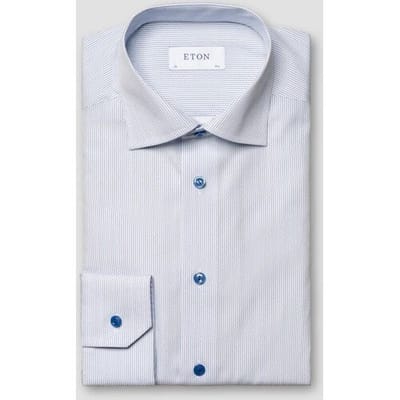Eton Overhemd Micro Pattern Signature Poplin Blauw / male