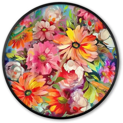 Poster in lijst Rond - Fotolijst 60x60 cm - Posters - Bloemen - Kunst - Schilderij - Botanisch - Ronde posterlijst zwart - Decoratie - Wanddecoratie woonkamer - Muurdecoratie slaapkamer