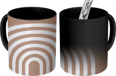 Magische Mok - Foto op Warmte Mokken - Koffiemok - Abstract - Kunst - Regenboog - Wit - Bruin - Magic Mok - Beker - 350 ML - Theemok