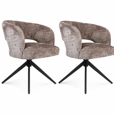 Eetkamerstoel Demi | Clay | Poot Black | Met armleuning - eetkamerstoelen set van 2