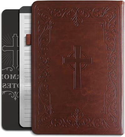 Bijbel Dagboek - Geloofsjournaal - Geloof Verdiepen - Waterbestendig Eco-leer - 19 x 13 cm - Antiekbruin